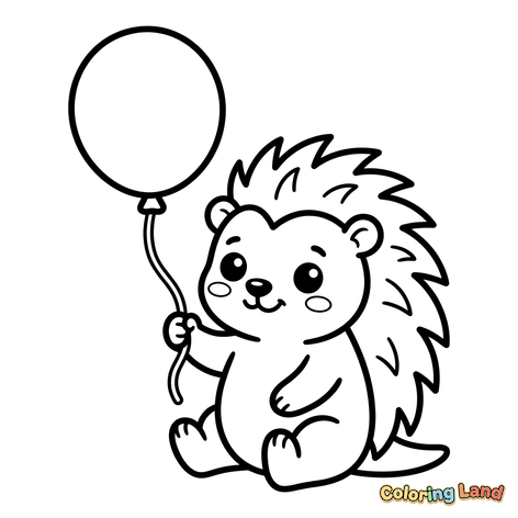 Lindo Erizo con un Globo