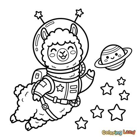 Astronaut Llama in Space