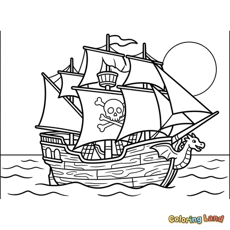 Piratenschiff mit Drachengalionsfigur