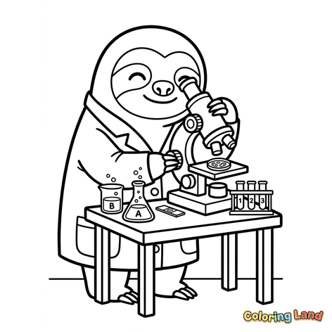 Bicho-Preguiça Cientista no Laboratório