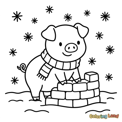 Porcuțel Drăguț Construind un Castel de Zăpadă