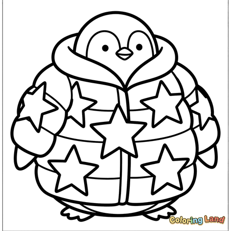 Pingüino Gordito con Chaqueta de Estrellas