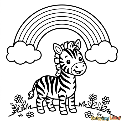 Schattige Babyzebra en Regenboog