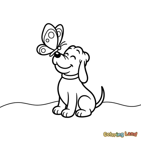 Blije Puppy met Vlinder op de Neus