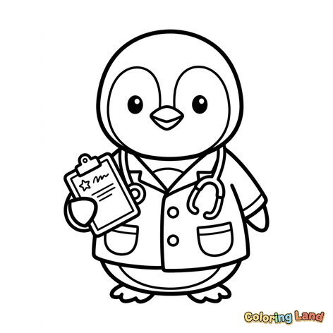 Penguin Dokter dengan Papan Klip