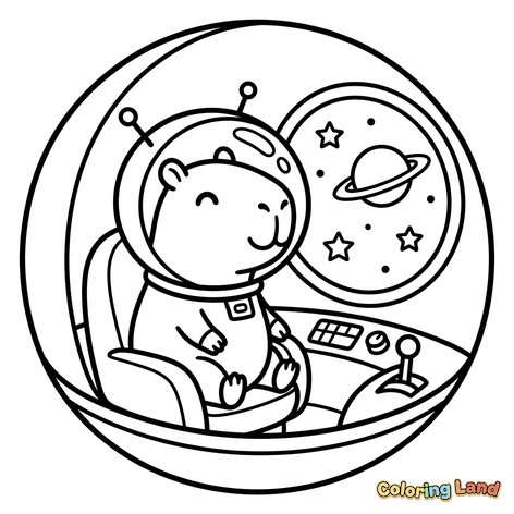 Astronaut Kapibara in de Ruimte