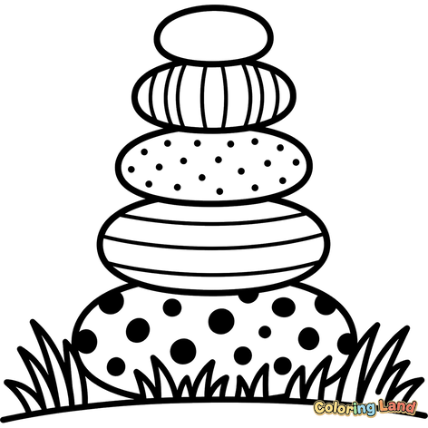 Stack of Patterned Stones on Grass