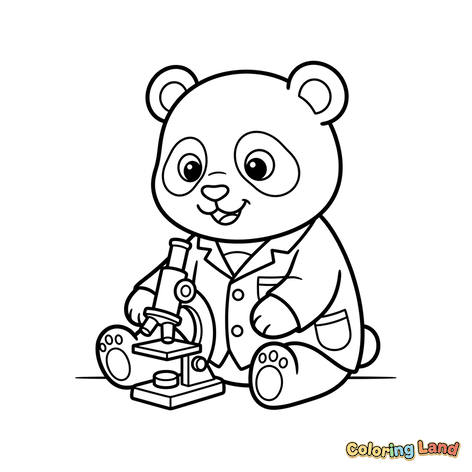 Wissenschaftler-Panda mit Mikroskop