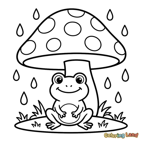 Sapo Feliz sob um Cogumelo