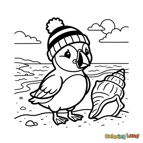 Mignon Oiseau avec Bonnet à la Plage