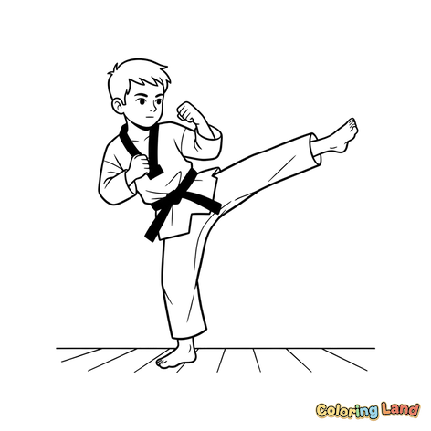 Young Boy Performing a High Kick
