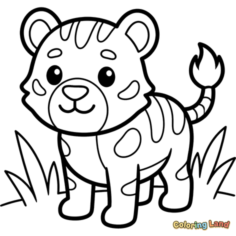 Anak Harimau Lucu di Rerumputan