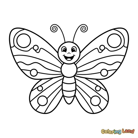 Happy Butterfly with Patterned Wings