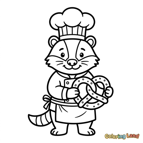 Mapache Chef con un Pretzel