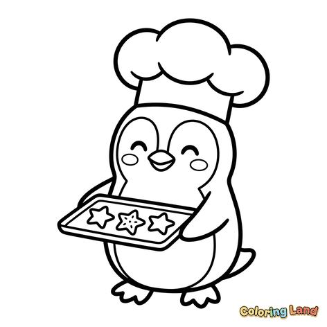 Pinguino Chef con Biscotti a Stella