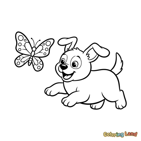 Cachorro Persiguiendo Mariposa