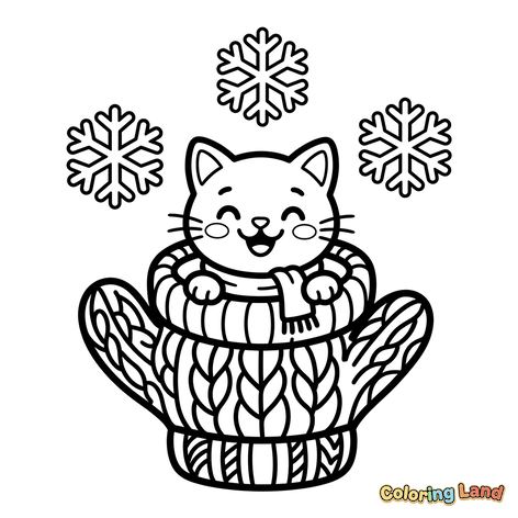 Lindo Gatito en un Mitón de Invierno