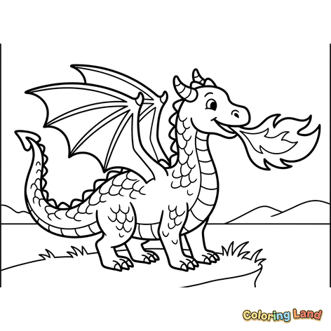 Dragon zâmbitor care suflă foc