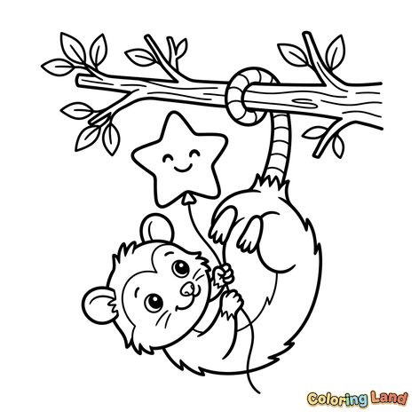 Søt lemur med stjerneballong