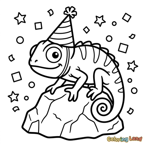 Feestkameleon op een Rots