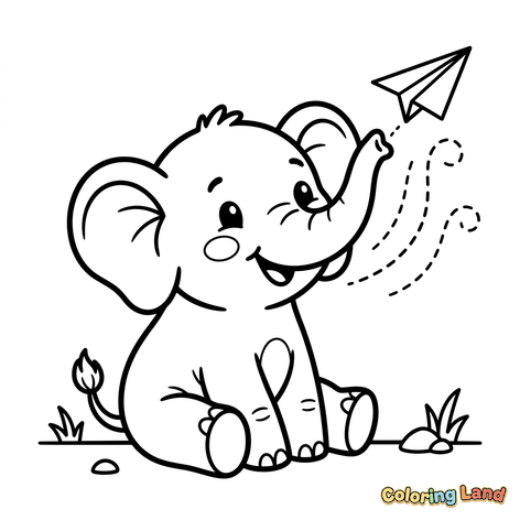 Elefante Bebê e Avião de Papel