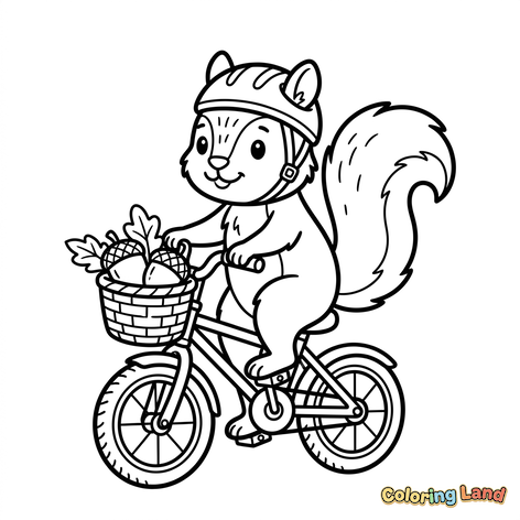 Squirrel Riding a Bicycle with Acorns