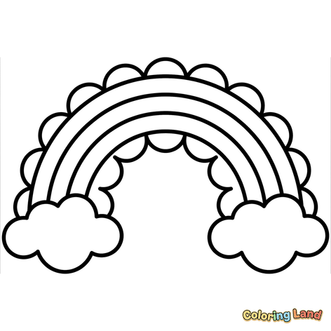 Playful Scalloped Rainbow with Clouds