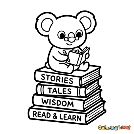 Koala Rajin di Atas Tumpukan Buku