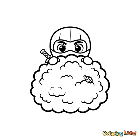 Ninja Lucu Bersembunyi di Semak-semak dengan Kepik