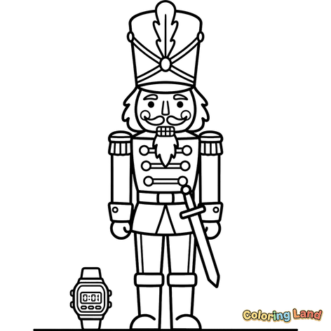 Nussknacker-Soldat mit Digitaluhr