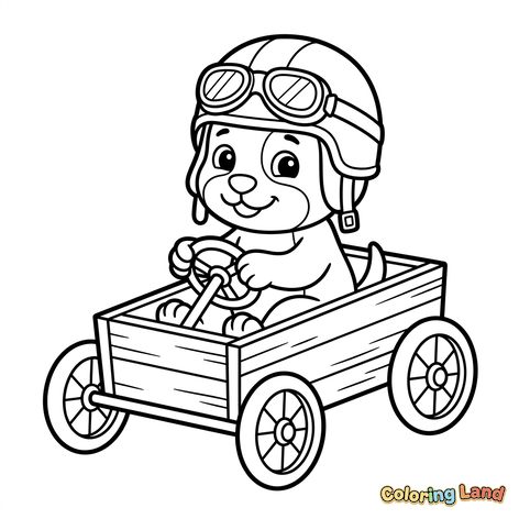 Cucciolo Aviatore in un'Auto Giocattolo