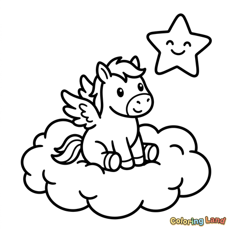 Lindo Bebé Pegaso y Estrella Sonriente