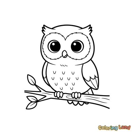 Cute Owl on a Tree Branch