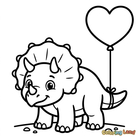 Lindo Bebé Triceratops con Globo de Corazón