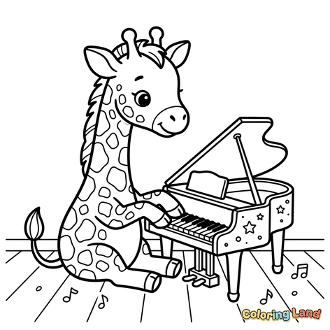 Musical Baby Giraffe at the Piano