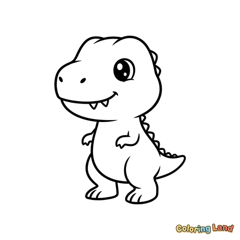 Sød Babydinosaur Står og Smiler