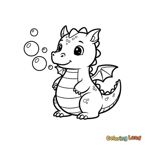 Dragon Mic Drăguț care Suflă Bule