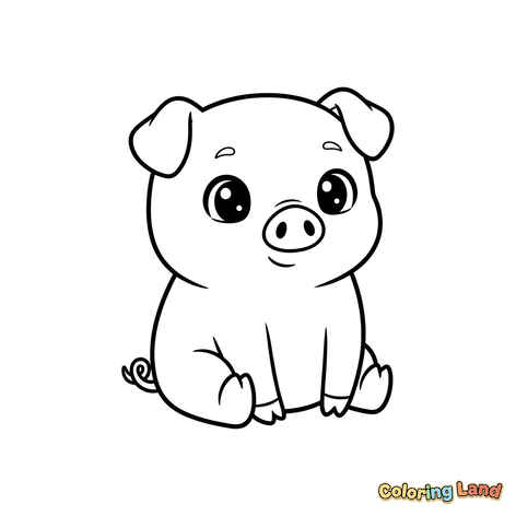 Adorable Baby Pig Sitting