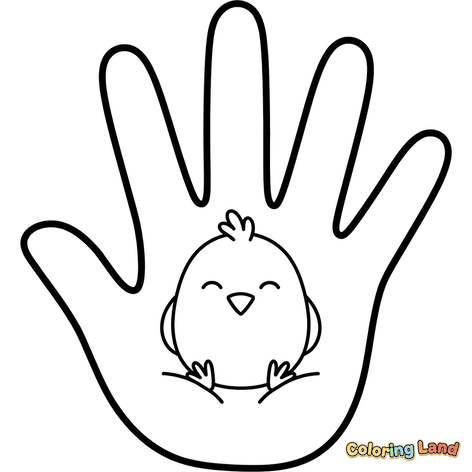 Pollito adorable en una mano