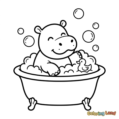 Happy Hippo in a Bubble Bath