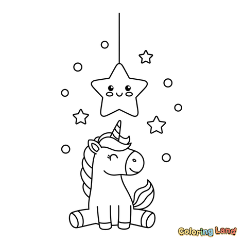 Niedliches Einhorn mit Lächeldem Stern