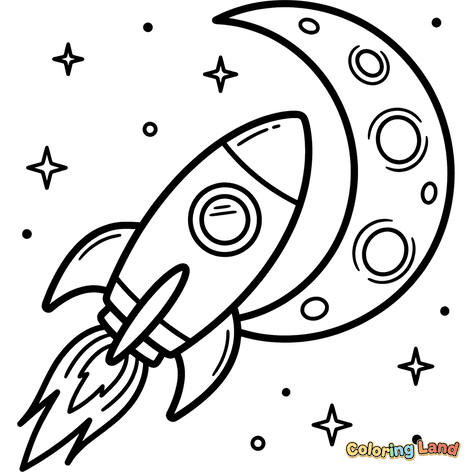 Fusée décollant près de la lune