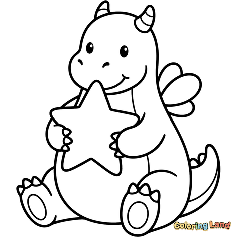 Dragon Drăguț Care Ține o Stea