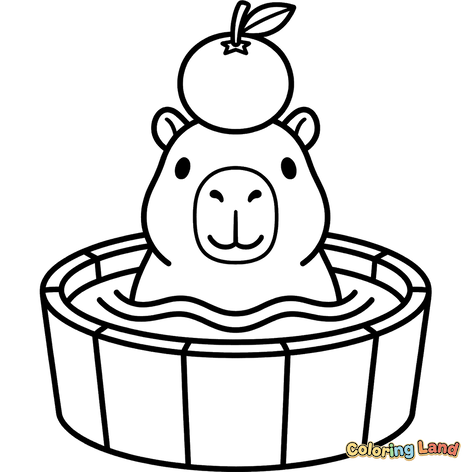 Capybara badet mit Yuzu