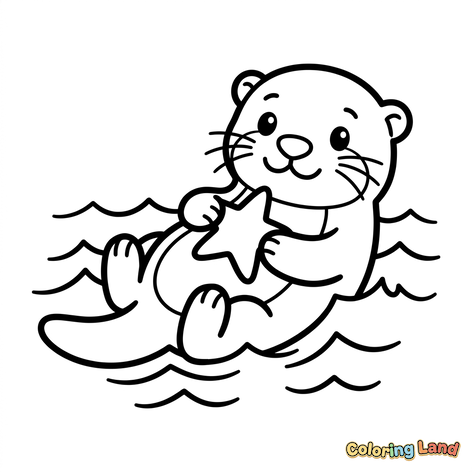 Cute Sea Otter with Starfish