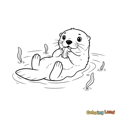 Mignonne Loutre Mangeant un Coquillage dans l'Eau