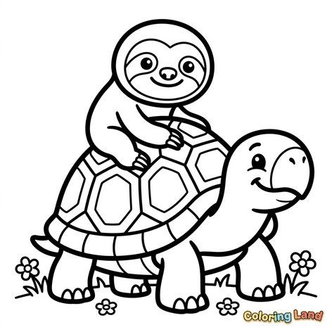 Sloth Riding a Turtle