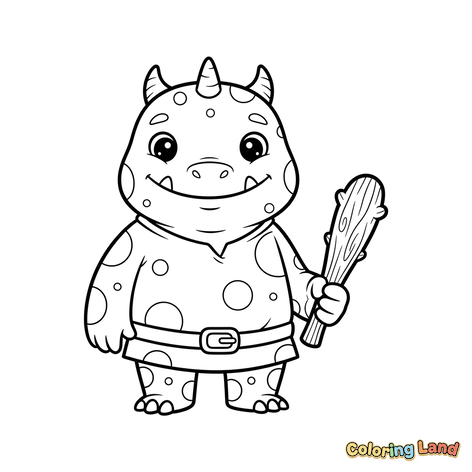 Schattig prehistorisch monster met knuppel