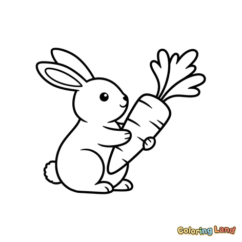 Adorable Lapin Tenant une Carotte