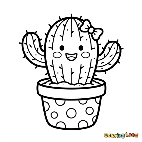 Simpatico Cactus in un Vaso a Pois